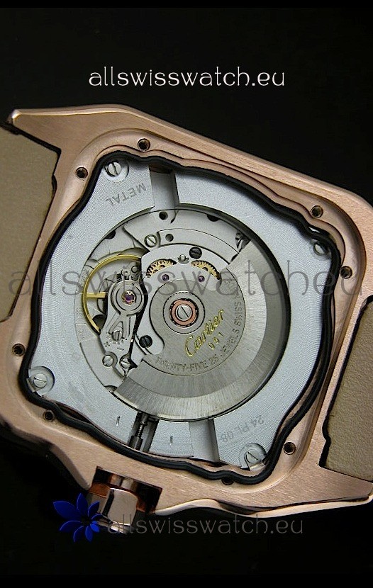 IMG_9081 Cartier Santos 100 1:1 Mirror Rose Gold Diamonds 42MM Replica 4