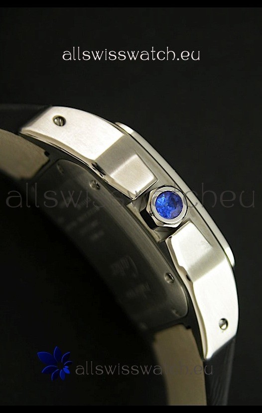 IMG_9081 Cartier Santos in Automatic in Black Strap Replica 4