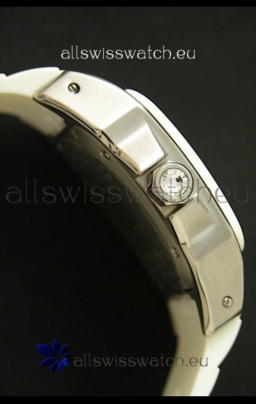 IMG_9081 Cartier Santos 100 Ladies Automatic in White Replica 4