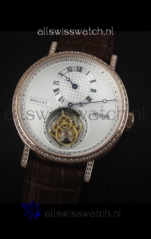 IMG_9081 Breguet Classique Tourbillonin Rose Gold with Diamonds Bezel Replica 4