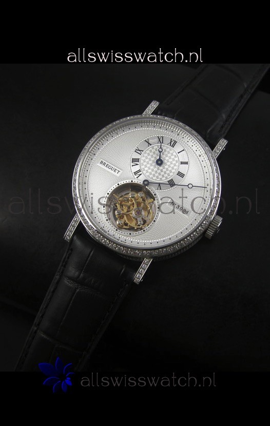 IMG_9081 Breguet Classique Tourbillonin Stainless Steel with Diamonds Bezel Replica 4