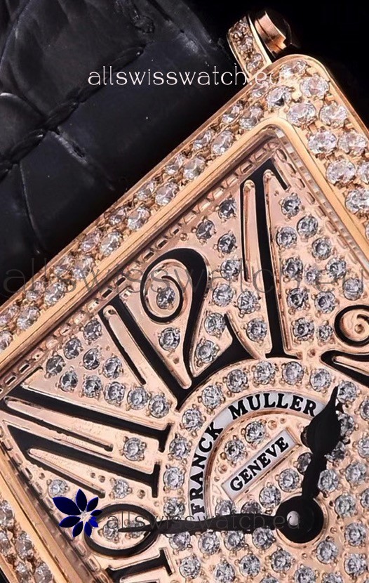IMG_9081 Franck Muller Long Island Color Dreams Pink Gold in Black Strap Replica 4