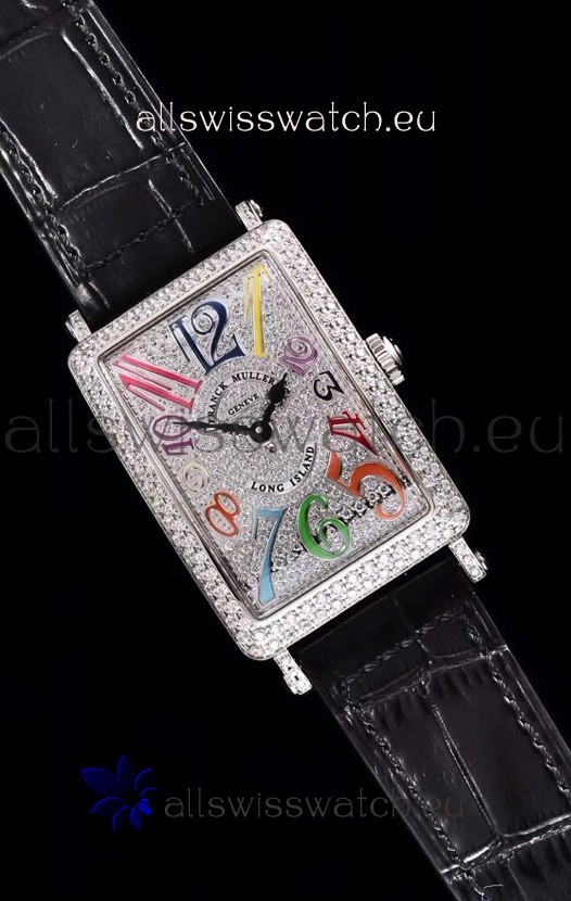 IMG_9081 Franck Muller Long Island Color Dreams Ladies in Black Strap Replica 4
