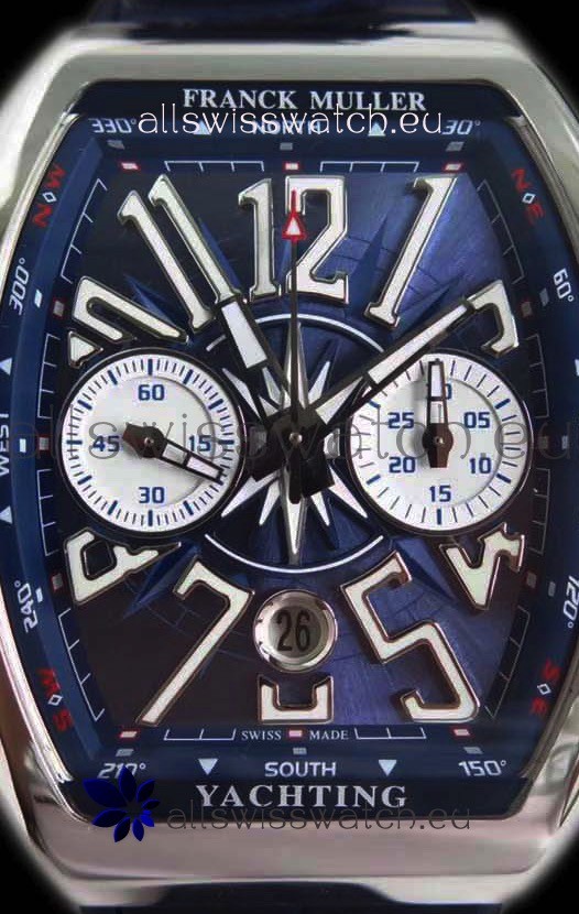 IMG_9081 Franck Muller Vanguard Chronograph 904L Steel Blue Dial Replica 4