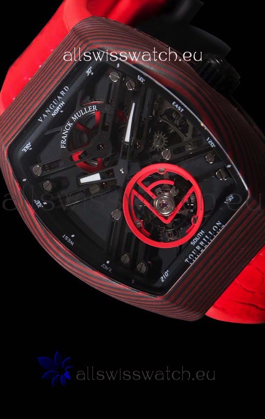 IMG_9081 Franck Muller Vanguard Skeleton Tourbillon Red Carbon Replica 4