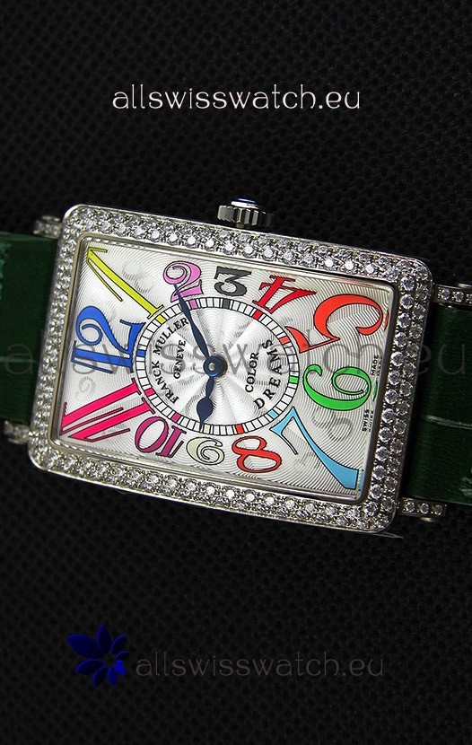 IMG_9081 Franck Muller Long Island Color Dreams Ladies- Green Strap Replica 4