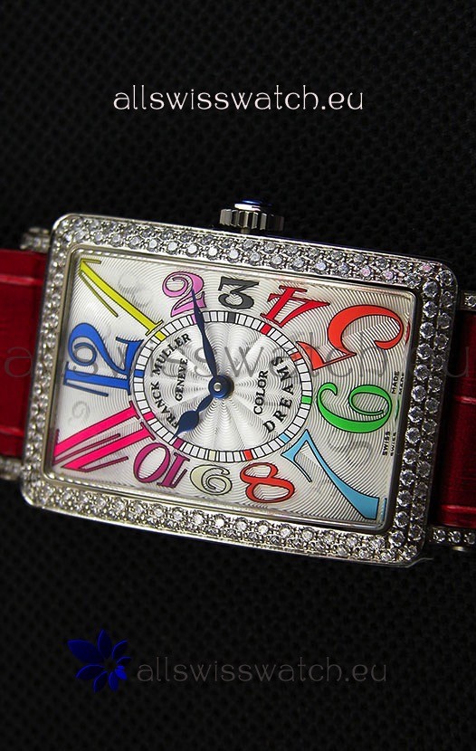 IMG_9081 Franck Muller Long Island Color Dreams Ladies- Red Strap Replica 4