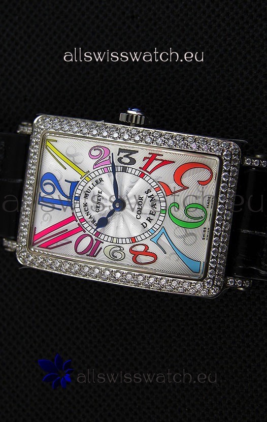 IMG_9081 Franck Muller Long Island Color Dreams Ladies- Black Strap Replica 4