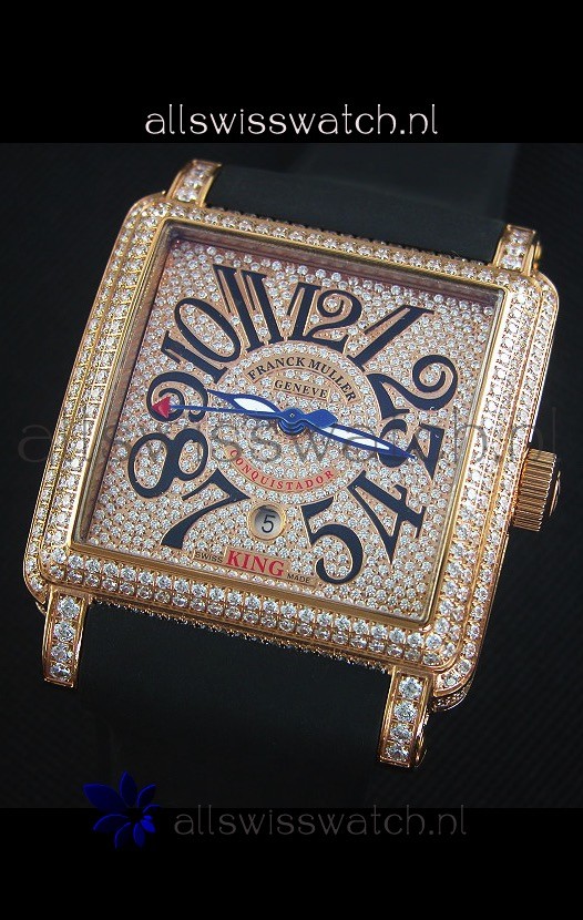 IMG_9081 Franck Muller Conquistador King Automatic in Pink Gold with Nylon Strap Replica 4