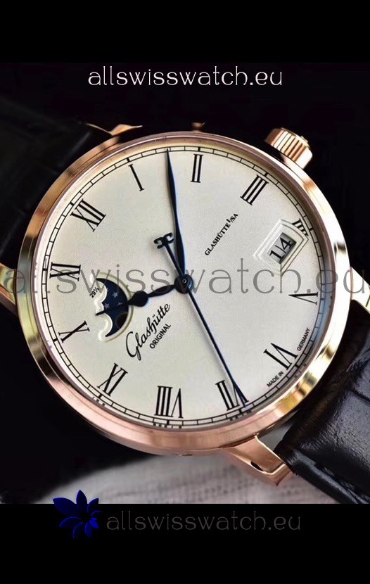 IMG_9081 Glashuette Senator Excellence Panorama Date Moon Phase Pink Gold Replica 4