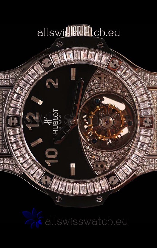IMG_9081 Hublot Tourbillon Solo Bang Sapphires Stainless Steel Replica 4