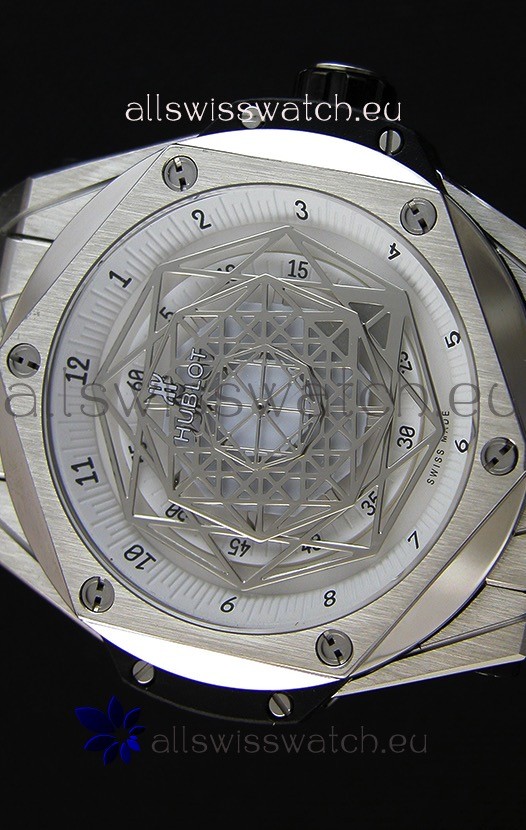 IMG_9081 Hublot Big Bang Sang Bleu 45MM Stainless Steel White Dial Replica 4