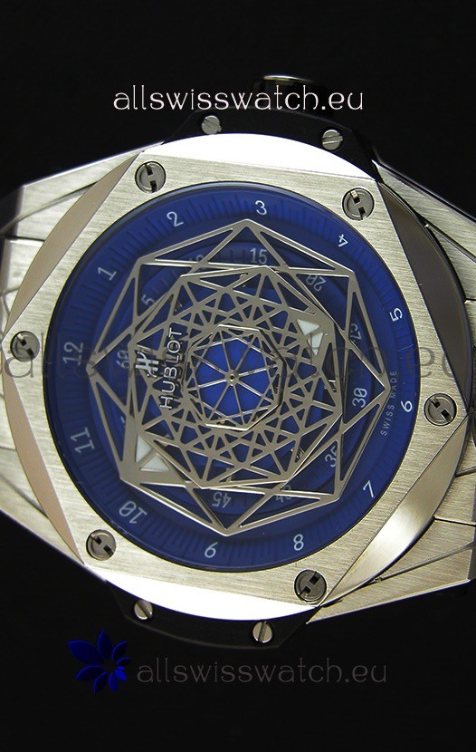 IMG_9081 Hublot Big Bang Sang Bleu 45MM Stainless Steel Blue Dial Replica 4