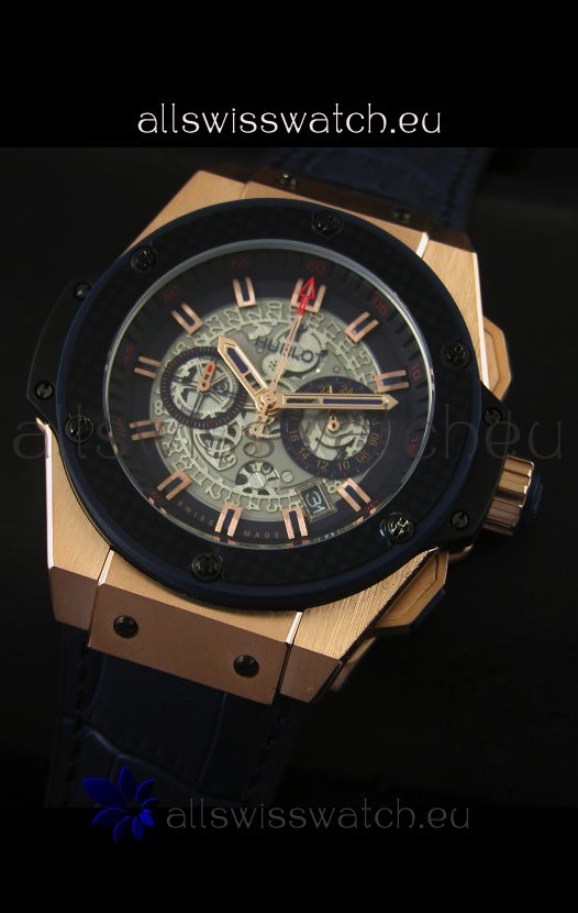 IMG_9081 Hublot Big Bang King Rose Gold Skeleton Dial Quartz 45MM Replica 4