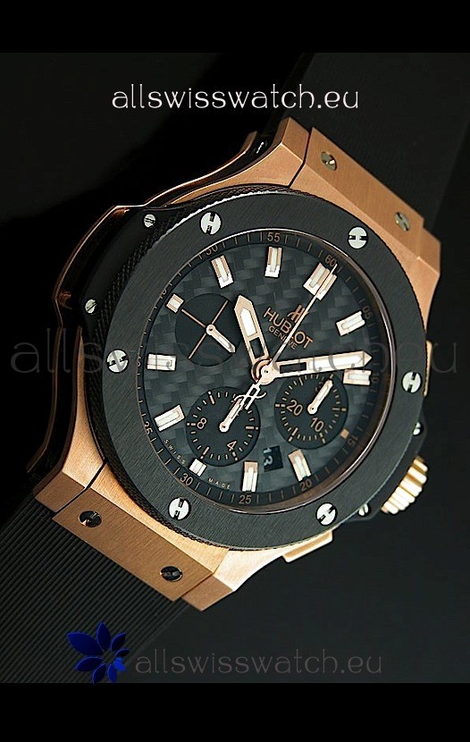 IMG_9081 Hublot Big Bang Pink Gold- 1:1 Mirror Carbon Dial Replica 4