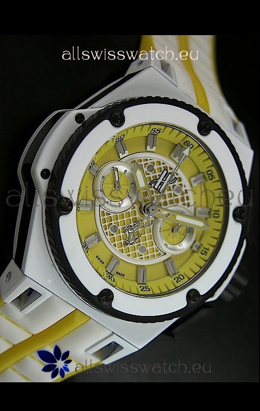 IMG_9081 Hublot King Power Ferrari Edition- White/Yellow Strap Replica 4