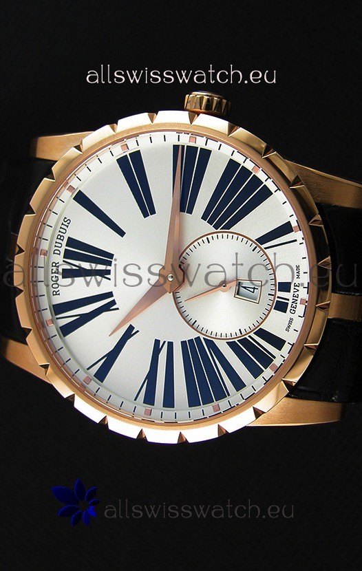 IMG_9081 Roger Dubuis Excalibur RDDBEX0587 Pink Gold Steel White Dial Replica 4