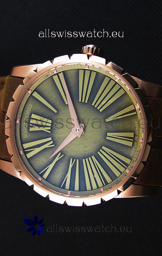 IMG_9081 Roger Dubuis Excalibur Steel Case Green Dial Replica 4