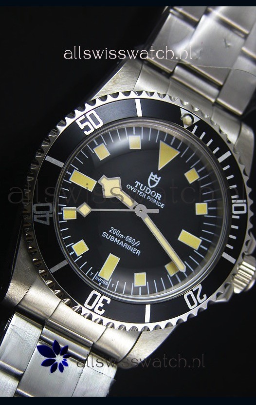 IMG_9081 Tudor Oyster Prince Vintage 200M Black Dial Squre Markers 1:1 Mirror Replica 4
