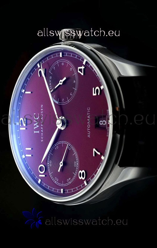 IMG_9081 IWC Portugieser IW500714 1:1 Mirror 904L Steel Burgundy Dial Replica 4
