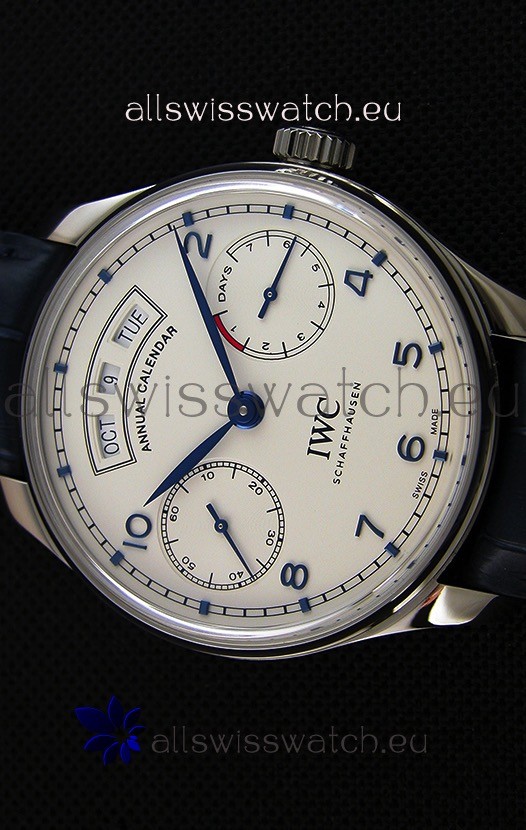 IMG_9081 IWC Big Pilot Annual Calender Steel Case Blue Strap IW503501 1:1 Mirror Replica 4