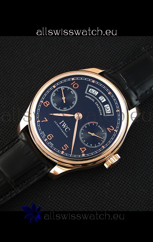 IMG_9081 IWC Portugieser Annual Calender Midnight Blue Pink Gold IW503504 1:1 Mirror Replica 4
