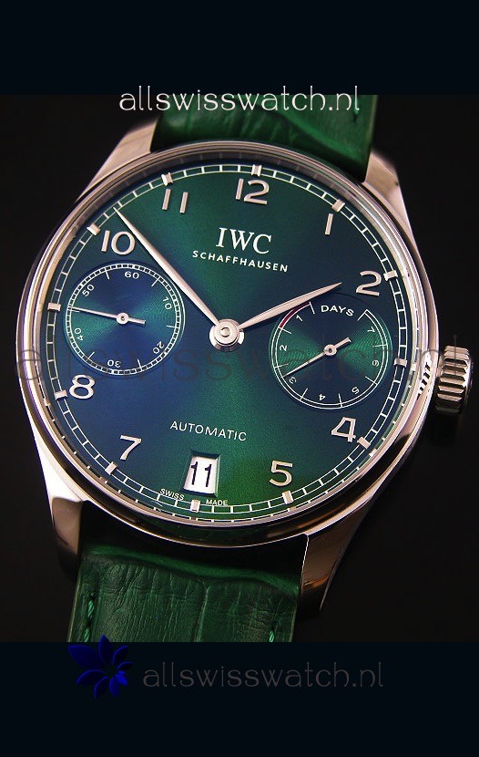 IMG_9081 IWC Portugieser 1:1 Mirror Green Dial Steel Case Replica 4
