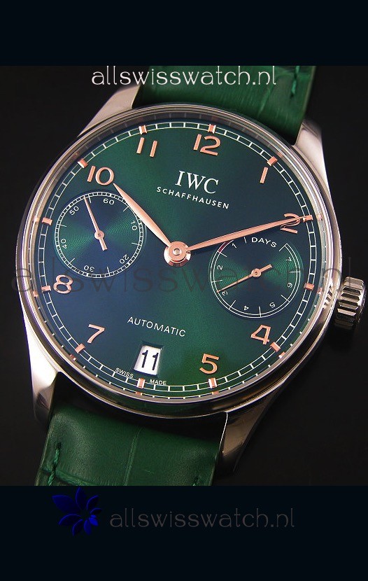 IMG_9081 IWC Portugieser 1:1 Mirror Green Dial Steel Case Replica 4