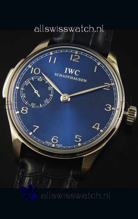 IMG_9081 IWC Portuguese Handwind Ref# IW5242 1:1 Mirror Blue Dial Replica 4