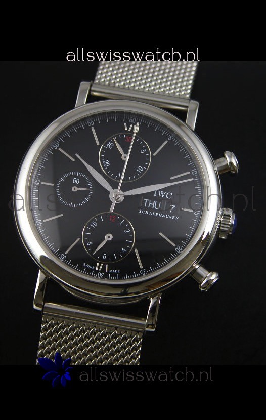 IMG_9081 IWC Portofino Chronograph in Mesh Strap Black Dial Replica 4