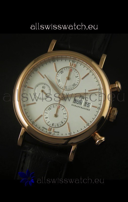 IMG_9081 IWC Portofino Chronograph in Rose Gold Case White Dial Replica 4