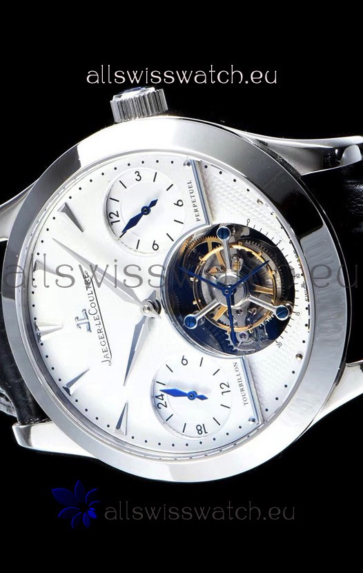 IMG_9081 Jaeger LeCoultre Perpetual Tourbillon 904L Steel Case White Dial Replica 4