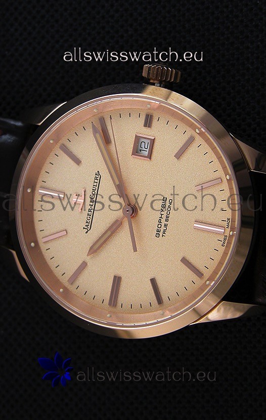 IMG_9081 Jaeger LeCoultre Geophysic True Second Pink GoldGold Dial Replica 4