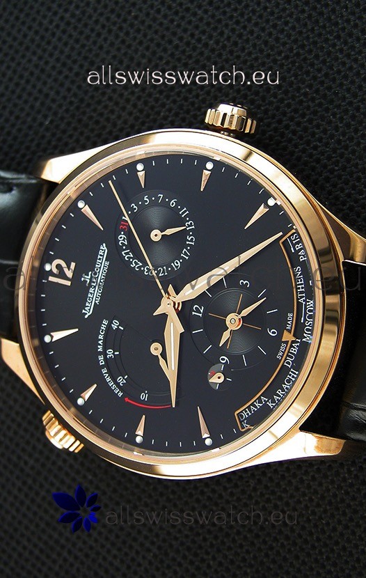 IMG_9081 Jaeger LeCoultre Master Geographic Power Reserve Pink Gold Black Dial Replica 4