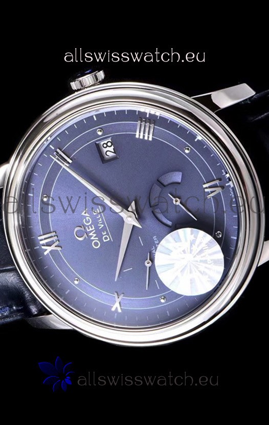 IMG_9081 Omega De Ville Prestige Power Reserve 904L Steel 1:1 Mirror Blue dial Replica 4