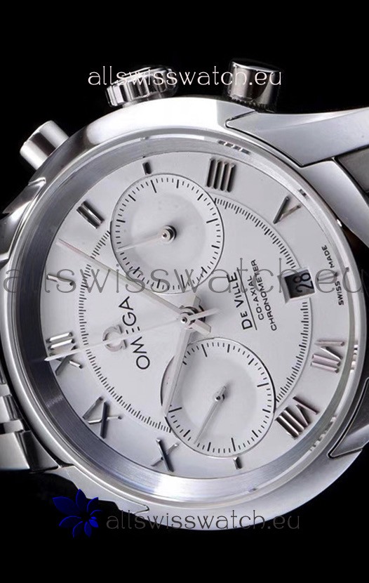 IMG_9081 Omega De Ville Chronograph 1:1 Mirror in White Dial 42MM Replica 4