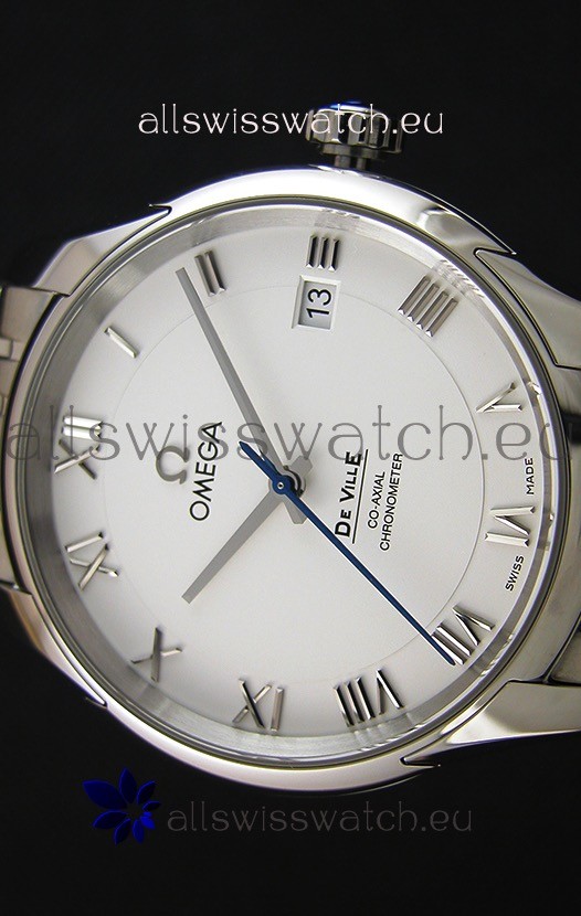 Omega De-Ville Annual Calendar Steel Strap1:1 Mirror Edition in White Dial Replica 4