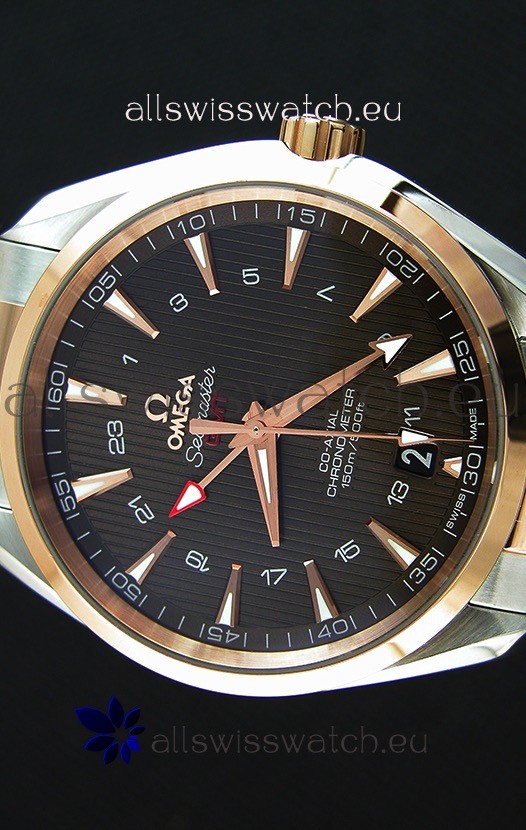IMG_9081 Omega Seamaster Aqua Terra GMT 150M 43MM 1:1 Mirror Two Tone Case Replica 4