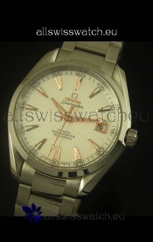 IMG_9081 Omega Seamaster Aqua Terra Co-Axial White Dial Replica 4