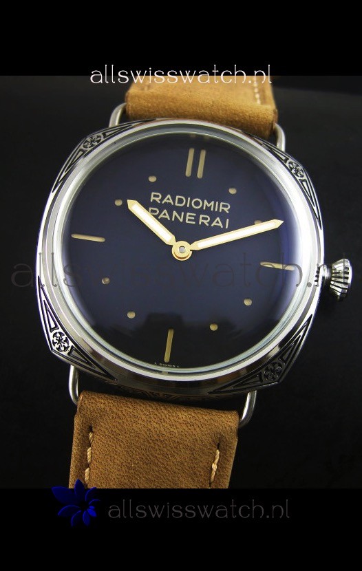 IMG_9081 Panerai Radiomir PAM425 Floral engraved Case in Stainless Steel Case Replica 4