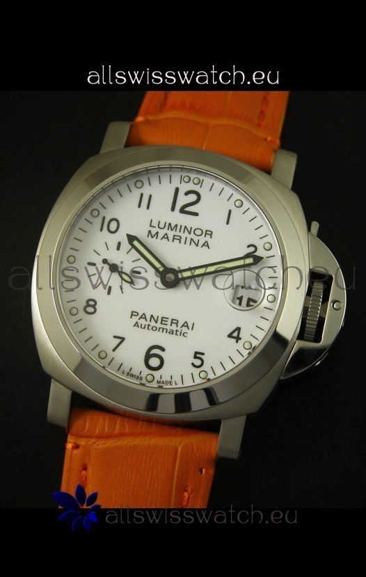IMG_9081 Panerai Luminor Marina PAM49 40MM - Orange Strap Replica 4