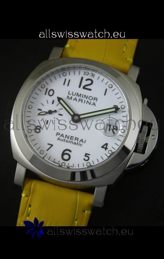 IMG_9081 Panerai Luminor Marina PAM49 40MM - Yellow Strap Replica 4