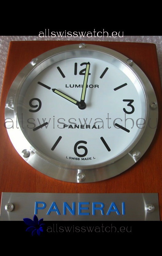 IMG_9081 Panerai PAM255 Teak Wood Wall Clock Black Dial - 1:1 Mirror Replica 4