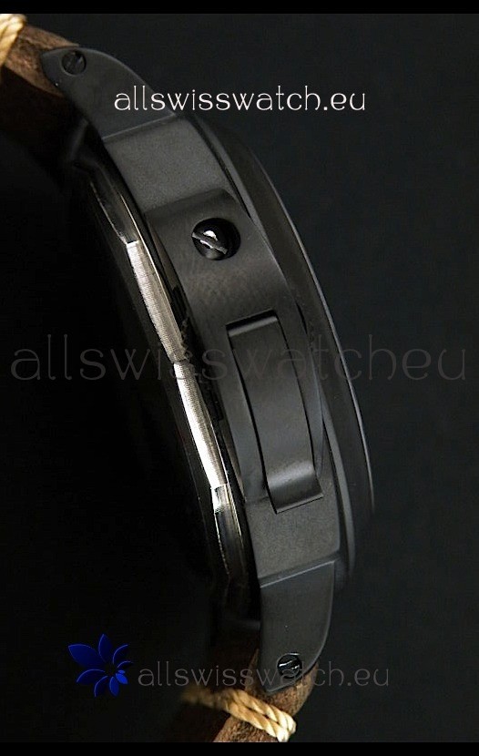 IMG_9081 Panerai Luminor Marina Black Seal PVD in Dark Brown Strap Replica 4