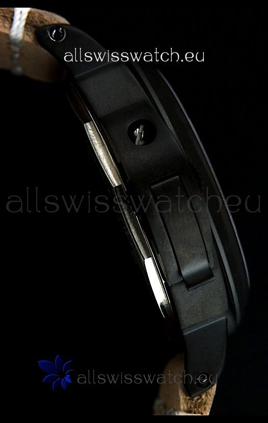 IMG_9081 Panerai Luminor Marina Black Seal PVD Tan Strap Replica 4