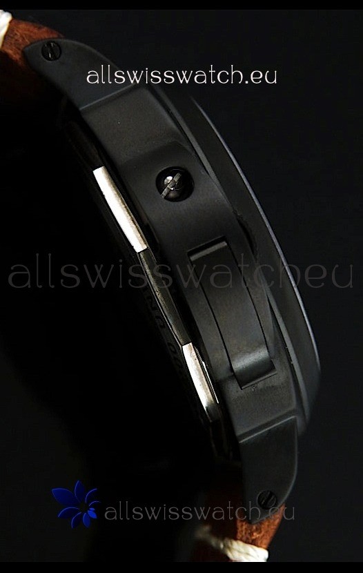 IMG_9081 Panerai Luminor Marina Black Seal PVD in Brown Strap Replica 4