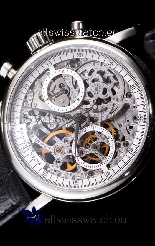 IMG_9081 Patek Philippe Complications Skeleton Chronograph in 904L Steel Case Replica 4