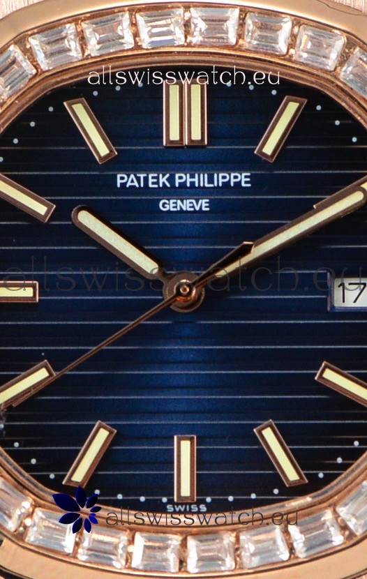IMG_9081 Patek Philippe Nautilus 5711/1R 1:1 Mirror - Baguette Diamonds Bezel Replica 4