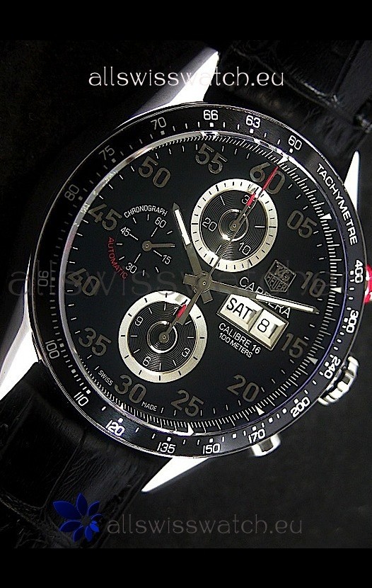 Tag Heuer Carrera Tachymeter Chronograph in Black Replica 4
