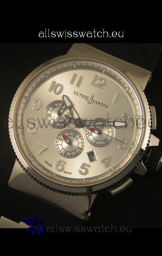 IMG_9081 Ulysse Nardin Marine Chronograph Stainless Steel Arabic Dial - 1:1 Mirror Replica 4